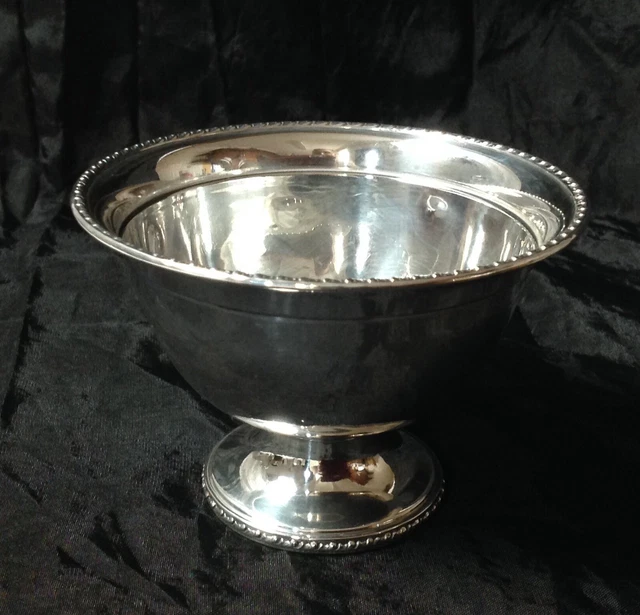 MPH American Sterling Silver Round Footed Bowl, Beaded Rim. Height 3"