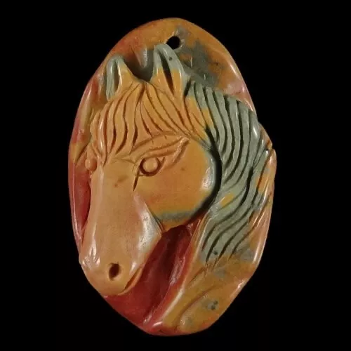 BI36106# Hand Carved Unique Horse Succor Creek Jasper Pendant Bead Gemstone