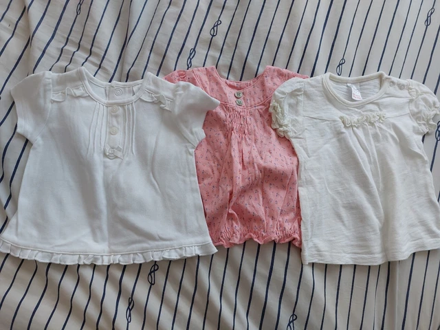 Small Bundle Baby Girls Clothes Newborn/0-3 Months x3 Tops