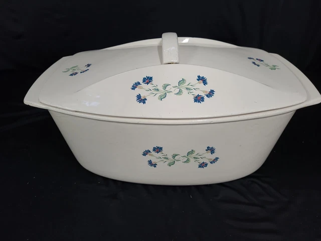 Vtg L'Islet Canada Cast Iron Cream/White Enamel With Flowers Dutch OVEN NICE BIG