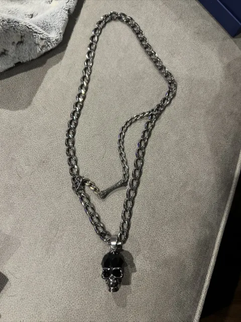 Swarovski N The Skull Necklace w/ Bracelet, Jet Black Hematite, Large Skull 💀