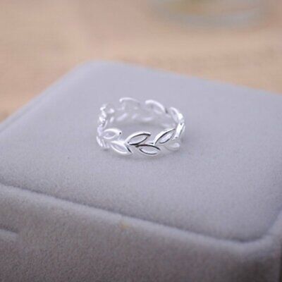 Silver Plated Love Heart Feather Ring Open Adjustable Zircon Ring Women Gift