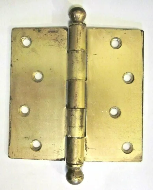 McKinney 4-1/2" Mortise Barn Door Hinge Ball Tips Satin Bright Brass 1 Antique