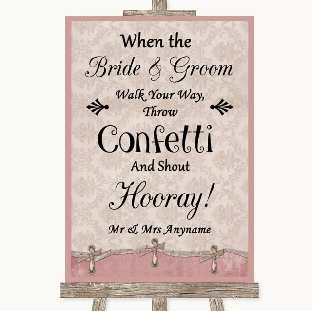 Pink Shabby Chic Confetti Personalised Wedding Sign