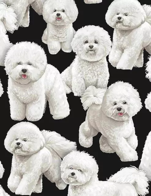 Tela de algodón tesoros atemporales Bichon Frise cachorro perro mascotas animales mascotas C7526 yardas