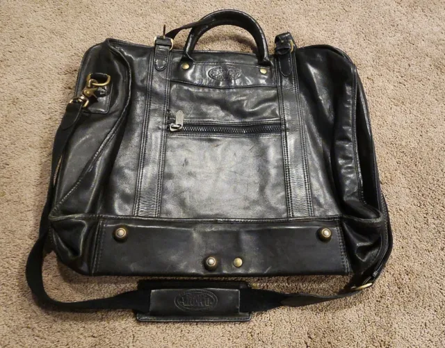DAKOTA TUMI Excellent Worn Black Leather Duffle Bag Travel Bag