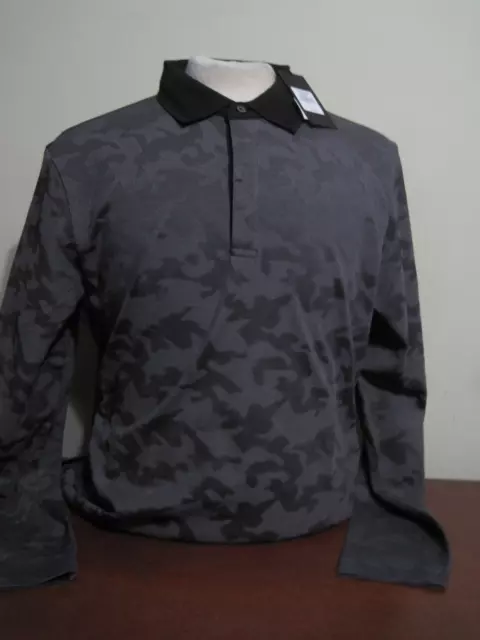 Bugatchi Long Sleeve Dark Camo Mens Medium Large XL 2XL Polo Shirt NEW NWT