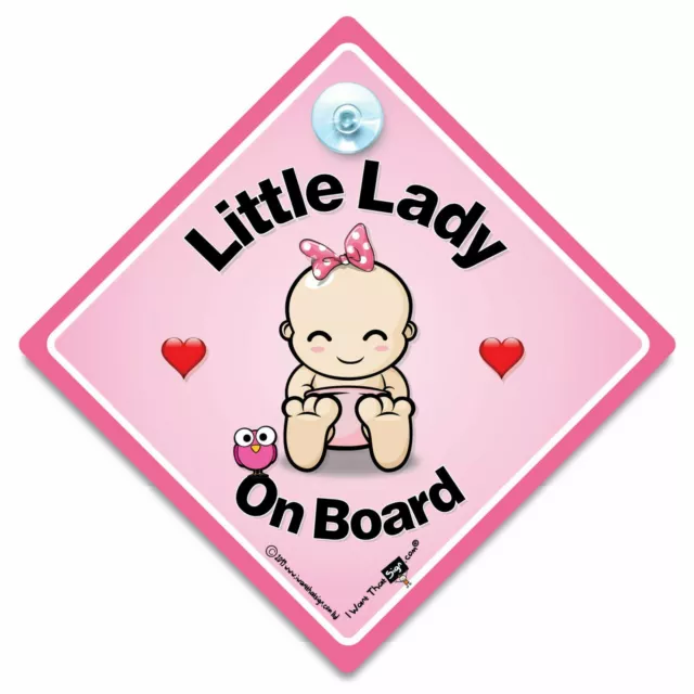 Letrero de automóvil Little Lady a bordo, letrero de bebé a bordo, letrero de ventosa súper lindo