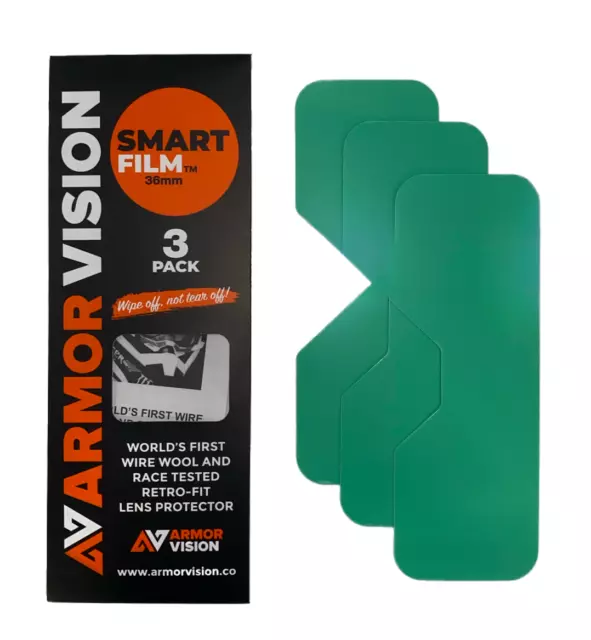 ARMOR VISION 36mm SMART FILM STRIPS Fits 100%/O-Frame GOGGLES LENS PROTECTOR 3pk