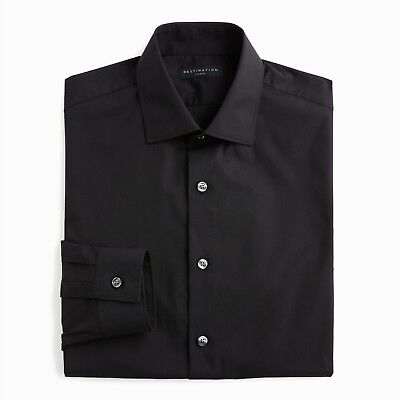 J.Crew Destination Slim Fit Mens Black Long Sleeves Casual Stretch Dress Shirt