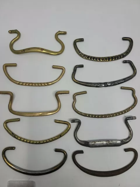 Victorian Drawer Pulls Handle Bail Lot of 10 Brass Antique Salvage Stamped Misc