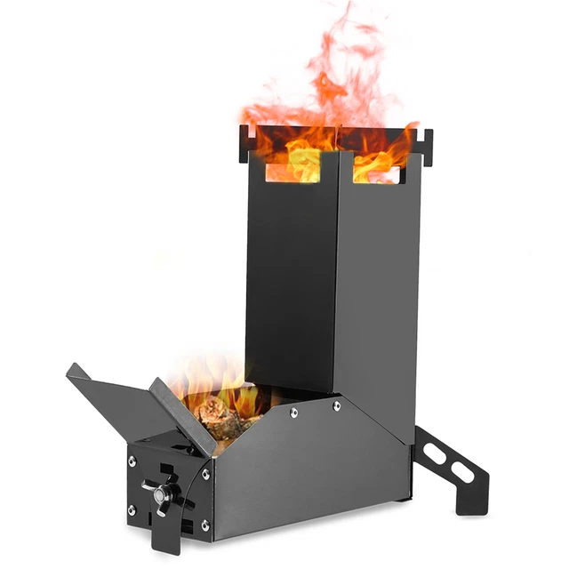 Collapsible Wood Burning Stainless Steel Rocket  Q1U9
