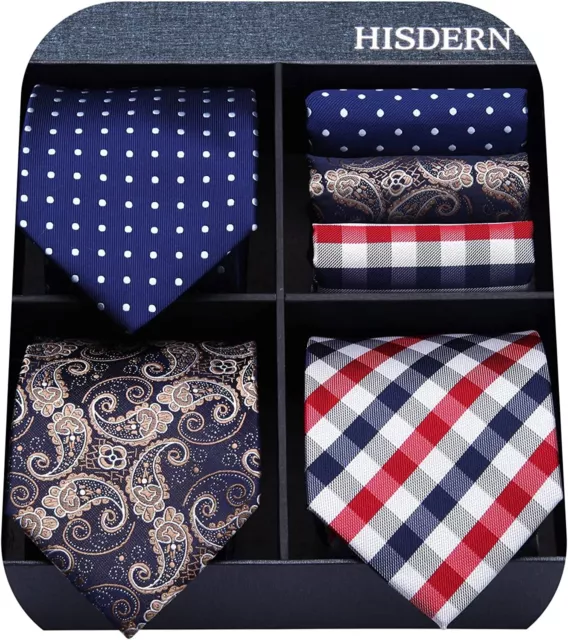 Mens Ties and Pocket Square Sets Business Elegant Ties for Men Classic Lot 3 Pcs