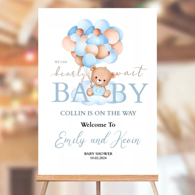 Personalised Baby Shower Poster Party Welcome Poster Sign Gender Reveal Print