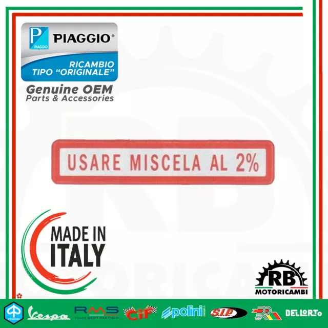 Targhetta Adesiva Serbatoio Miscela 2%  Vespa Pk S Xl Rush V N Hp Fl Fl2- Ci0266