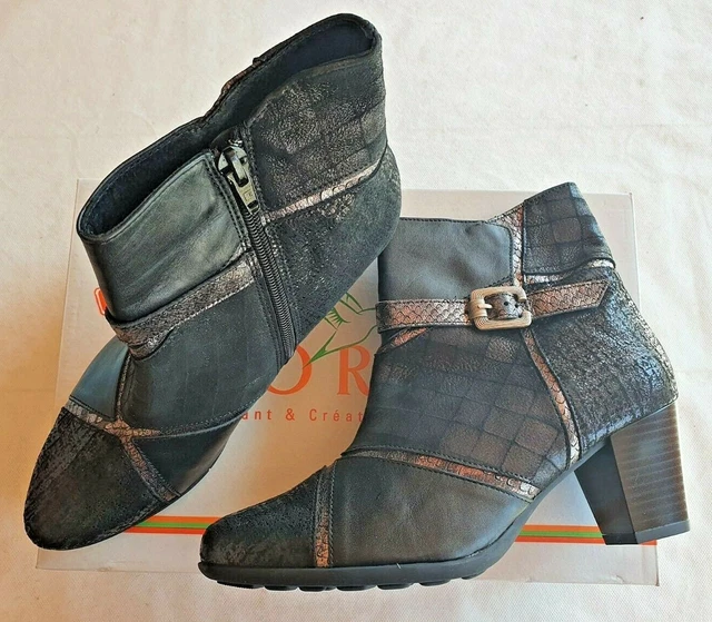 Bottines En Cuir Noir Geo Reino Modèle 'Etang' - Taille 40 - Neuf Avec Boîte