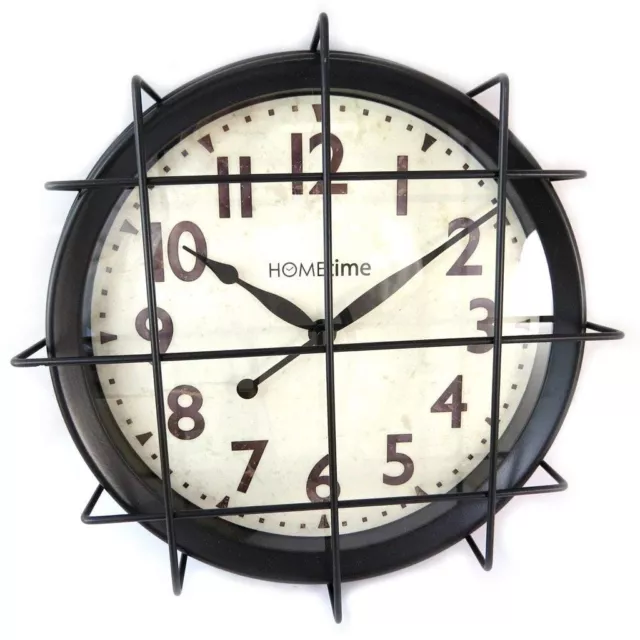 Widdop Hometime Iron Grill Wall Clock 30cm Black - W7686