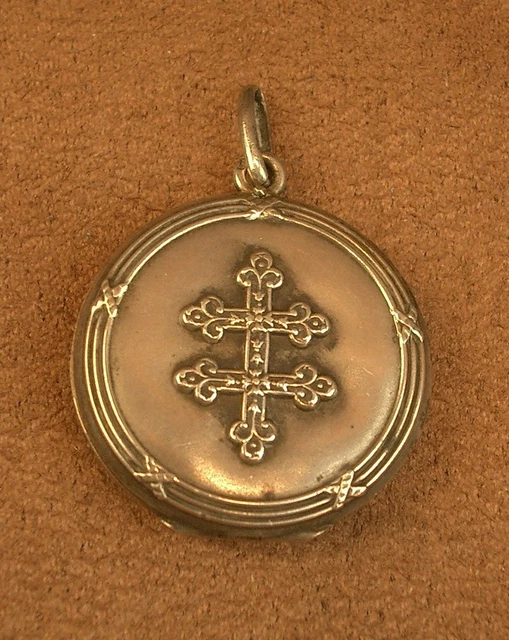 Ancien Pendentif Médaille Plaqué Or - Style Art Nouveau - Avec Zirconium Cubique - Breloque Vintage