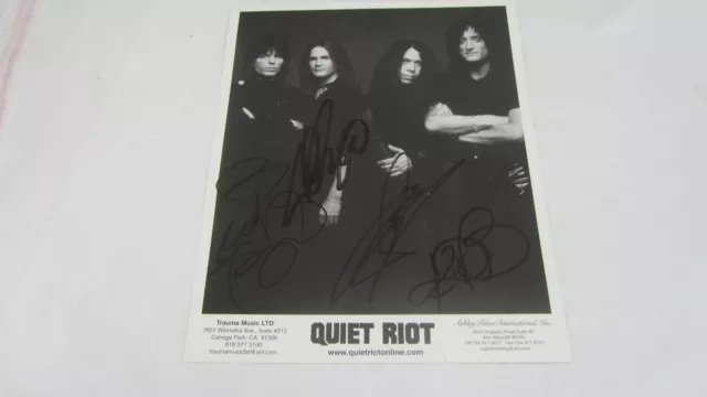 Vintage Quiet Riot Band Signed Autographed Photo 4 Signatures