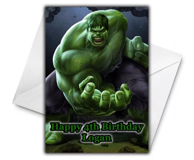 HULK Personalised Birthday Card - Incredible Hulk Greetings Card - Marvel Heroes