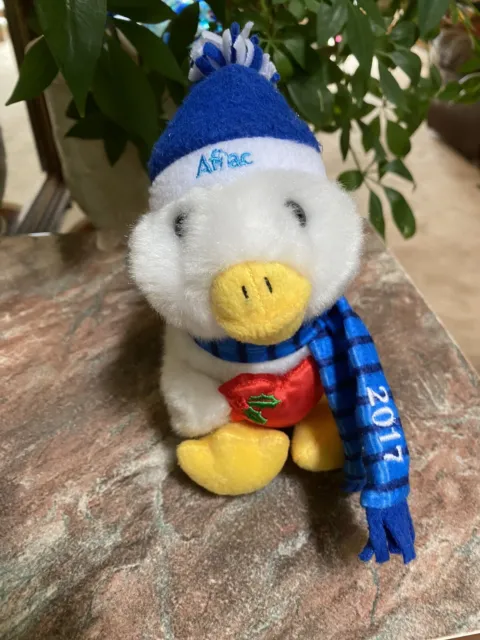 2017 says AFLAC Holiday Talking Duck Stuffed Plush Blue Christmas Works