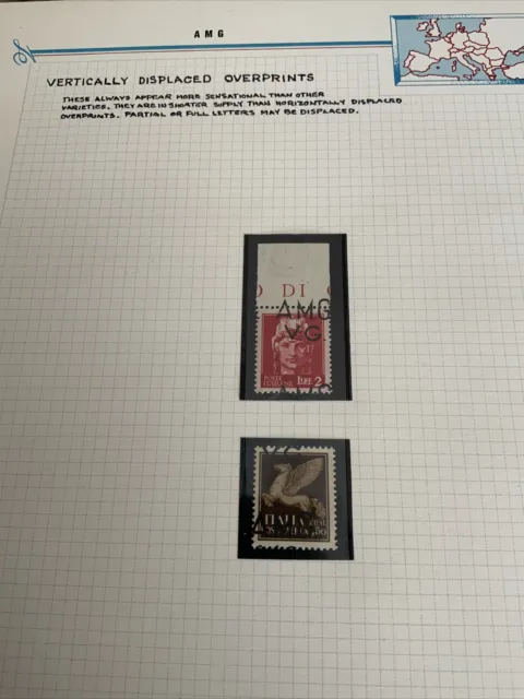 AMG vertically displaced overprints set of two error stamps