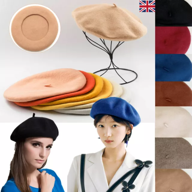 Women/Girls Cute Plain Beret Hat Wool Warm French Stylish Fashion Autumn Winter