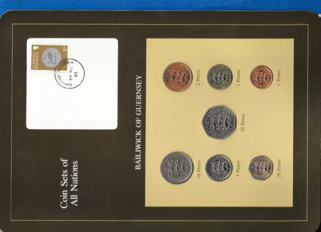 Coin Sets of All Nations Guernsey Brown w/card 1979-1982 UNC £1 1981 Lily 24MR83