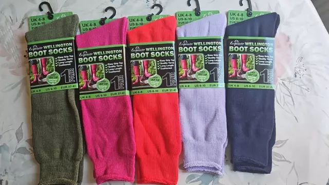 5 Pairs Womens Ladies Fleece Wellies Wellington Boot Socks Liner Welly Warm 4-8