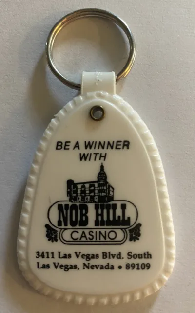 Nob Hill Lounge Restaurant Casino Vintage White Fob Key Chain - Las Vegas Nevada
