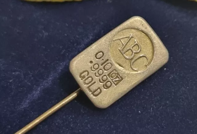 Rare Vintage ABC Australian Bullion Company Silver Pin Ingot 0.1oz Gold Misstamp