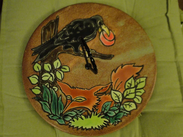 Ancien Plateau à Fromage En Céramique – Le Corbeau Et Le Renard – Vintage France