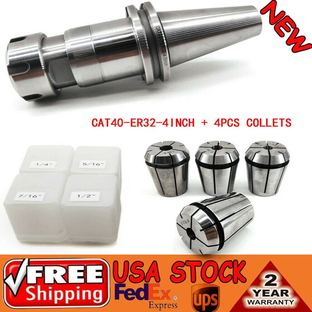 CAT40-ER32-4inch Chuck Floating Tap Holder + 4*Collets 1/4" 5/16" 7/16" 1/2