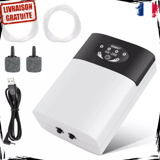 Pompe à Oxygène Ultra Silencieuse pour Aquarium Rechargeable via USB Pompe à Air