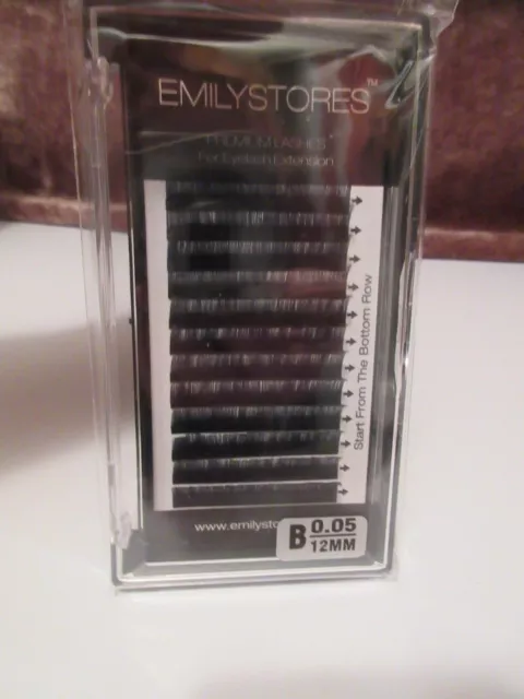 EMILYSTORES 0.05mm Thickness B Curl 12mm Lashes Silk Mink Eyelash