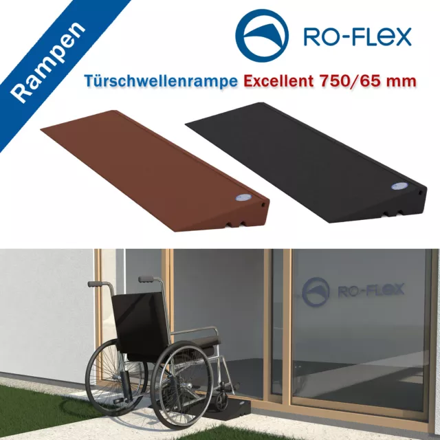 Türschwellenrampe 750/65mm Rollstuhlrampe Rollatorrampe Überfahrhilfe Gummirampe