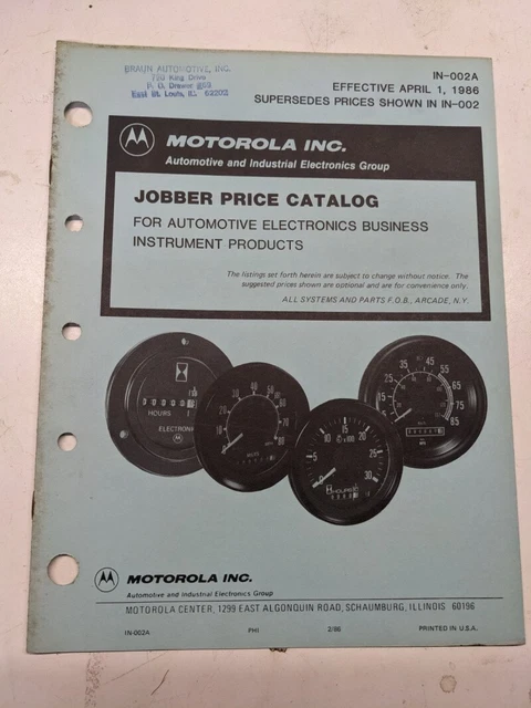 BOSCH JOBBER PRICE List Catalog Instrument 1986 In-002A Automotive ...
