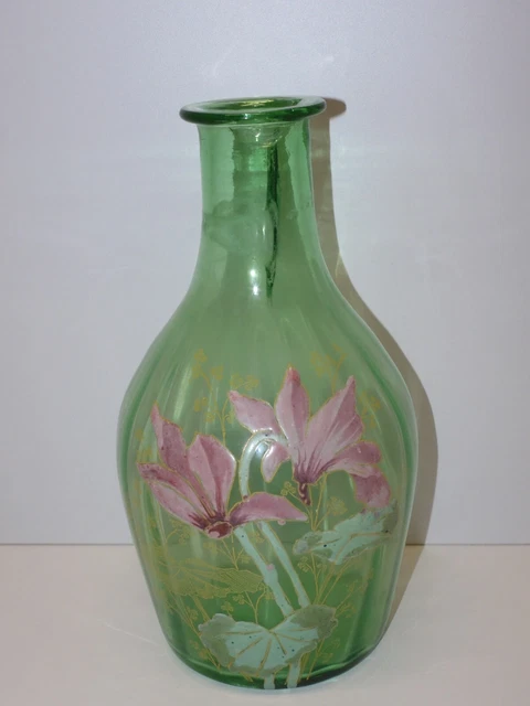 *JOLIE ANCIENNE CARAFE VERRE Emaillé émail LEGRAS avec fêles JUS de GRENIER  D