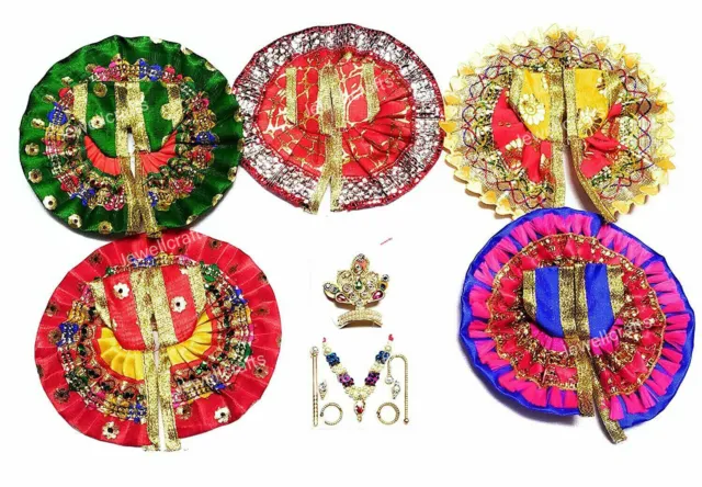 Set di abiti Laddu Gopal per Dio Krishna (colori misti, dimensioni: 1 no....