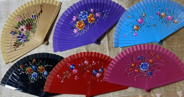 New Wood Spanish Flamenco Wooden Folding Hand Fan Both Side Painted