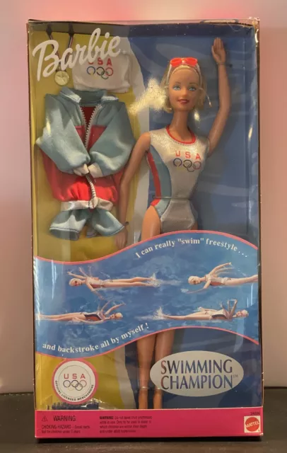 Barbie Swimming Champion Doll 1999 Mattel 24590 USA Olympics *Box Has Damage