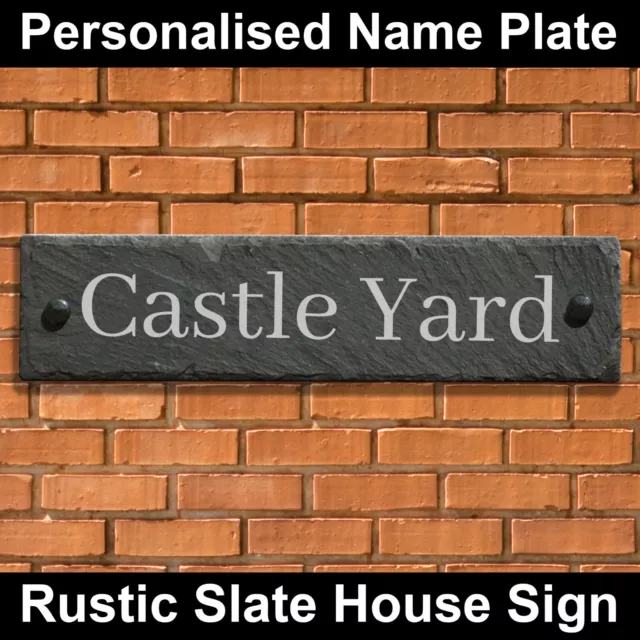 Rustic Slate House Gate Sign Plaque Street Name Personalised Name Plate 300x70mm