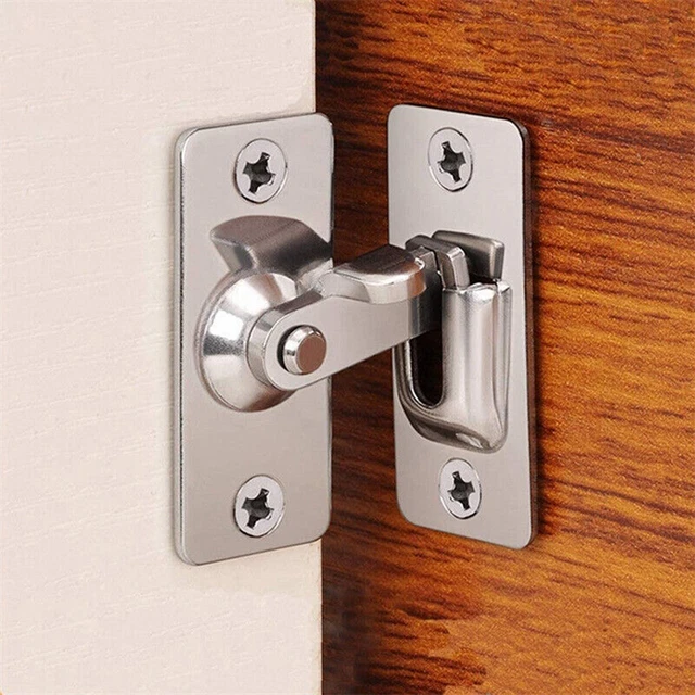 90 Degree Stainless Steel Door Latch Right Angle Sliding Bending Door Lock Flip