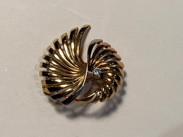 Broche Ancienne Avec Pierre - Bijou Vintage Doré (123-20/1-52)