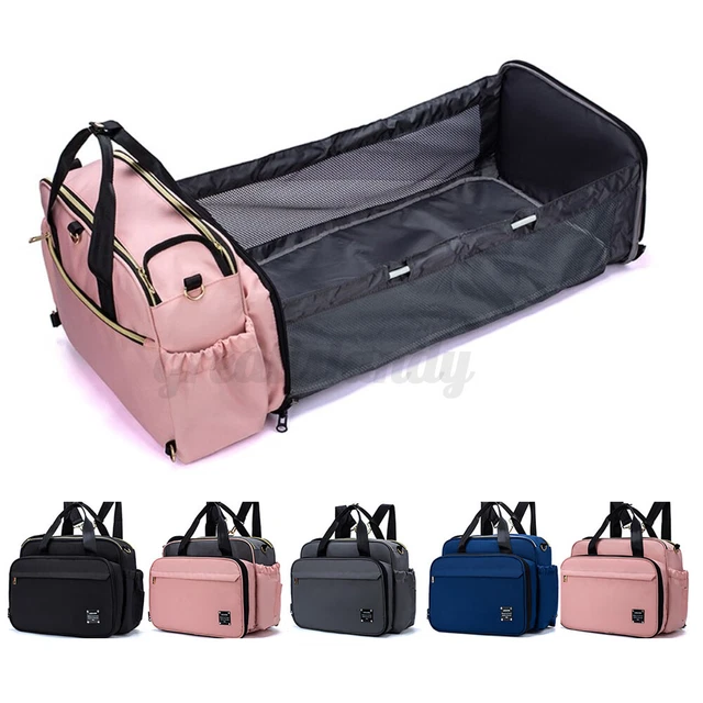 2 In 1 Diaper Bag With Baby Bed Crib Foldable Mummy Shouder Bag HandBag Tote