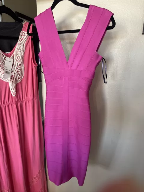 HERVE LEGER xs Strappy Pink Dress $120.00 - PicClick