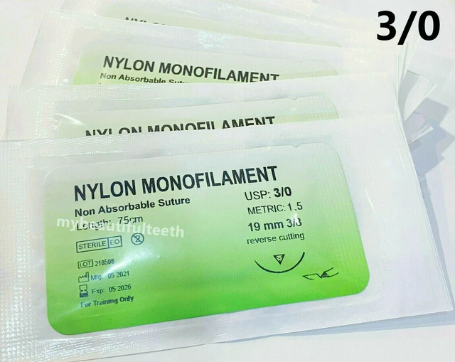 DENTAL NON ABSORBABLE Sutures Reverse Suture Metric 1.5 Nylon