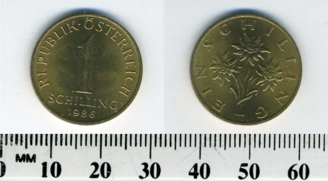Austria 1986 - 1 Schilling Aluminum-Bronze Pre-Euro Coin  - Edelweiss flower