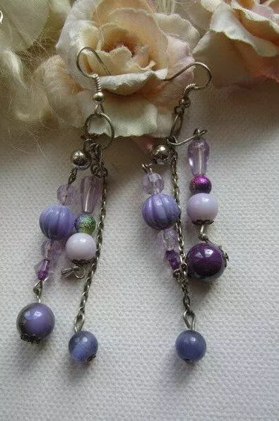 ♫ 'PetitS PoiS LilaS' ♫ BOUCLES dOREILLES CREATION Artisanale ♫ BIJOUX FANTAISIE