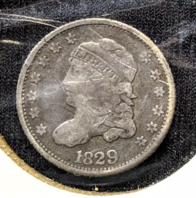 1829-P Philadelphia Capped Bust US Silver Half 1/2 Dime 5c Coin Fine *M11